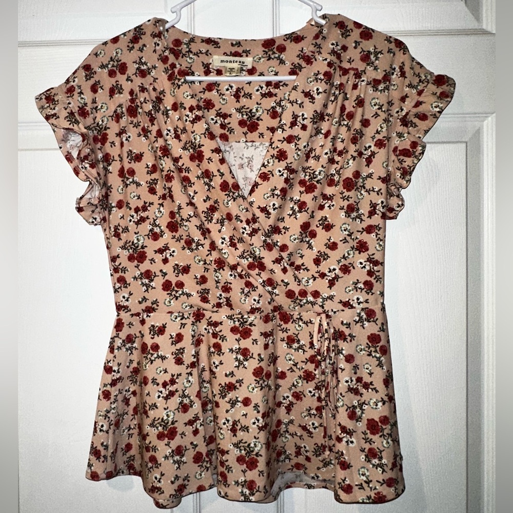 Monteau Cream Floral Blouse